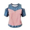 thumbnail image 4 of Womens Summer Tops Short Sleeve Shirts Ndbuld Women's Fashion Casual Round Neck Printed Short Sleeve Blouse Loose Spring And Summer Tops Pink L, 4 of 5