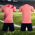 thumbnail image 1 of RKSTN Soccer Maillot Enfants Manches Courtes Col Rond Chandail de Soccer avec Shorts Ensemble Uniforme d'Entraînement 2 Pcs Ensemble de Maillot de Soccer (Rose, 3TP) Unisexe, 1 of 6