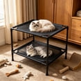 thumbnail image 4 of huayou Solid Black Double Tier Raised Pet Bed, Breathable Durable Oxford Cloth Surface, Decoration, for Indoor Cat Dog Kennel Under 10kg, 19.69x19.69x17.71 inch, Pure Black, 4 of 6