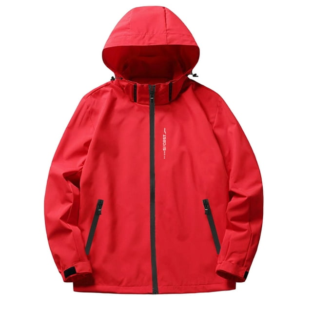 SUNSIOM Imperméable pour Hommes, Veste de Pluie Légère à Capuche avec Poches pour Randonnée en Plein Air