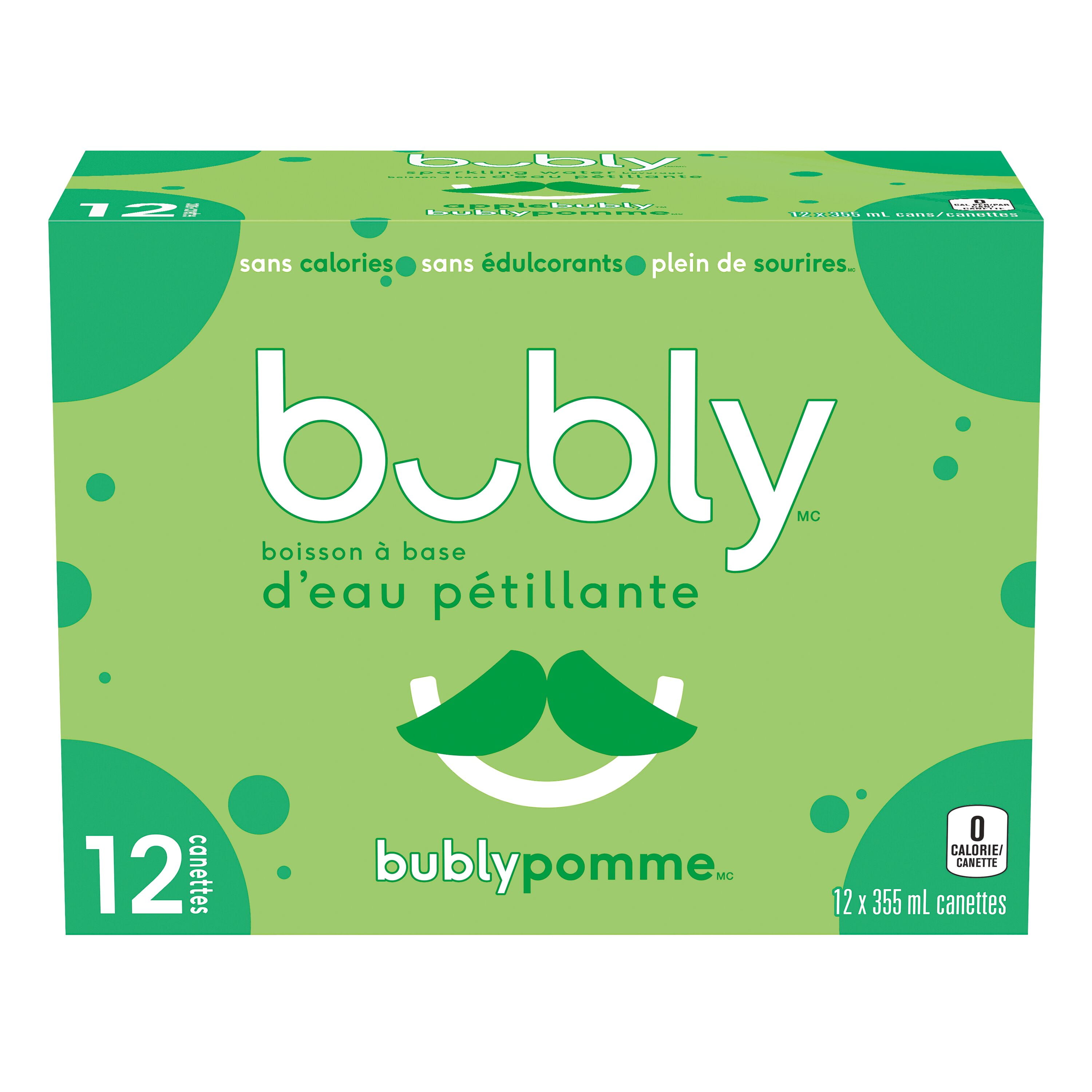Bubly Apple Sparkling Water 12 x355 ml, Cans, 12x355mL