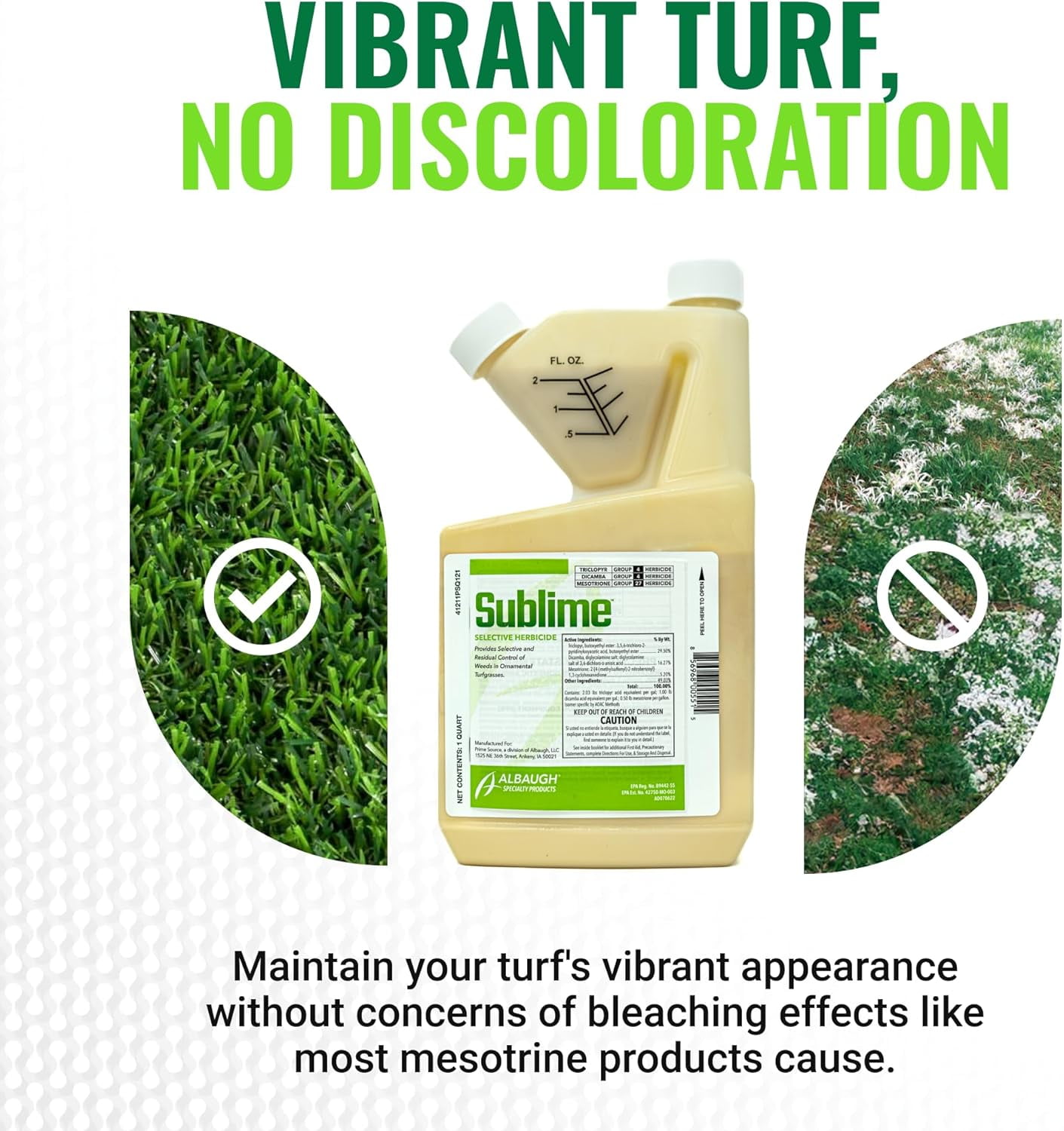 Albaugh Sublime Weed Killer, Unrivaled Defense Against Crabgrass, Creeping Charlie, Dandelions & More, Non-Bleaching, Fast-Acting, Commercial & Residential, 1 Quart