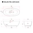 thumbnail image 2 of MIKIBAMA Beige Resin Stone Freestanding Soaking Bathtub - 63"L x 30.7"W, 2 of 10