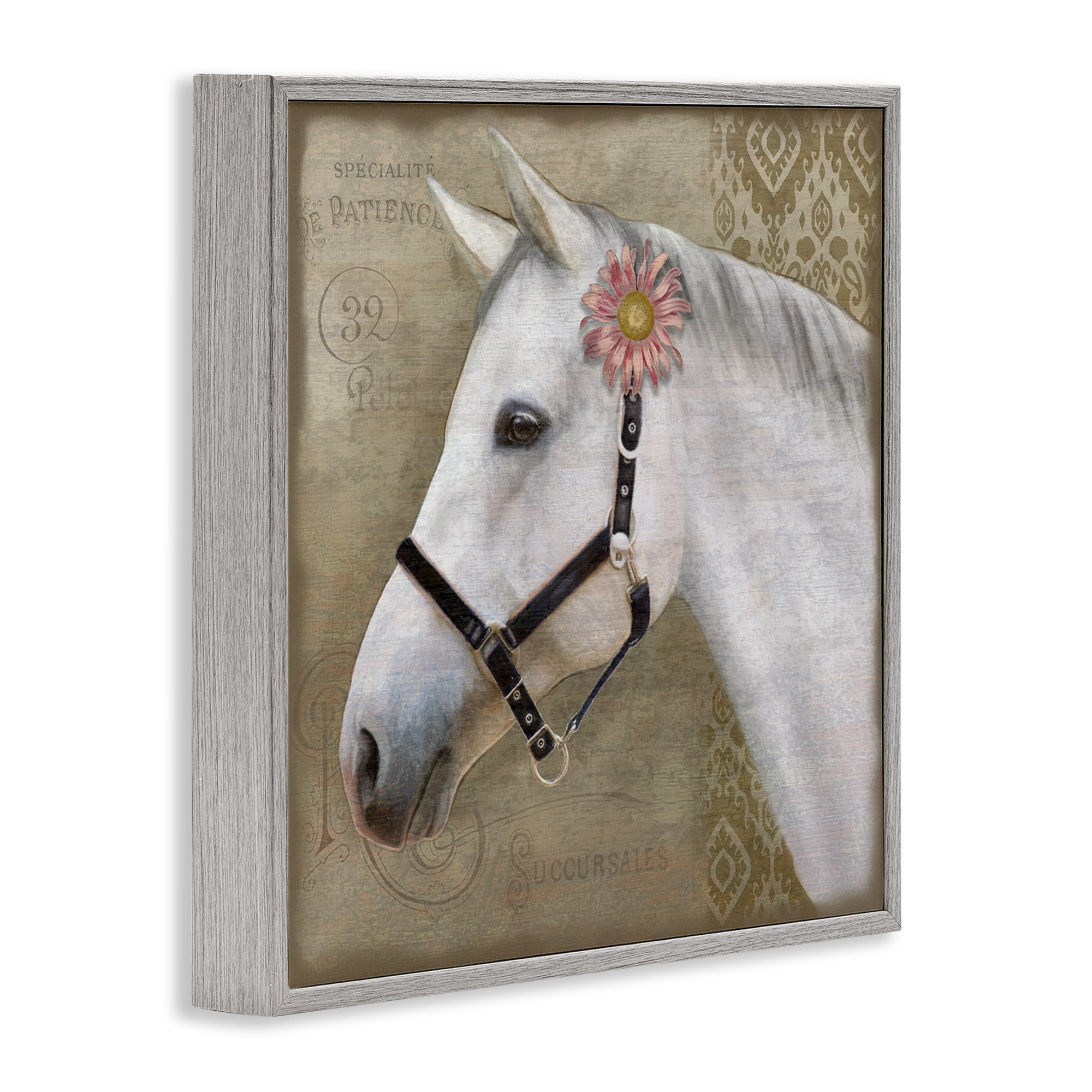 Stupell Industries Boho Barnyard Horse Gray Framed Giclee Art, design by Suzanne Nicoll