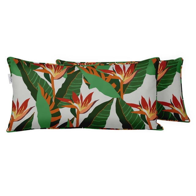 VargottamIndoor/OutdoorPolyester FabricLumbarPillowCover,All-Weather Waterproof Rectangular Cushion Case for Patio Furniture,12" x 20"Set of 2 -Tropical-73