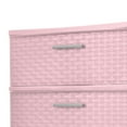 Sterilite Plastic 3 Drawer Wide Weave Tower Blush Pink