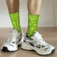 thumbnail image 6 of Hirioo Lime green glitter Pattern Adult Middle Tube Socks Breathable Sock Non-Pilling,Contrasting Color Design, 6 of 6