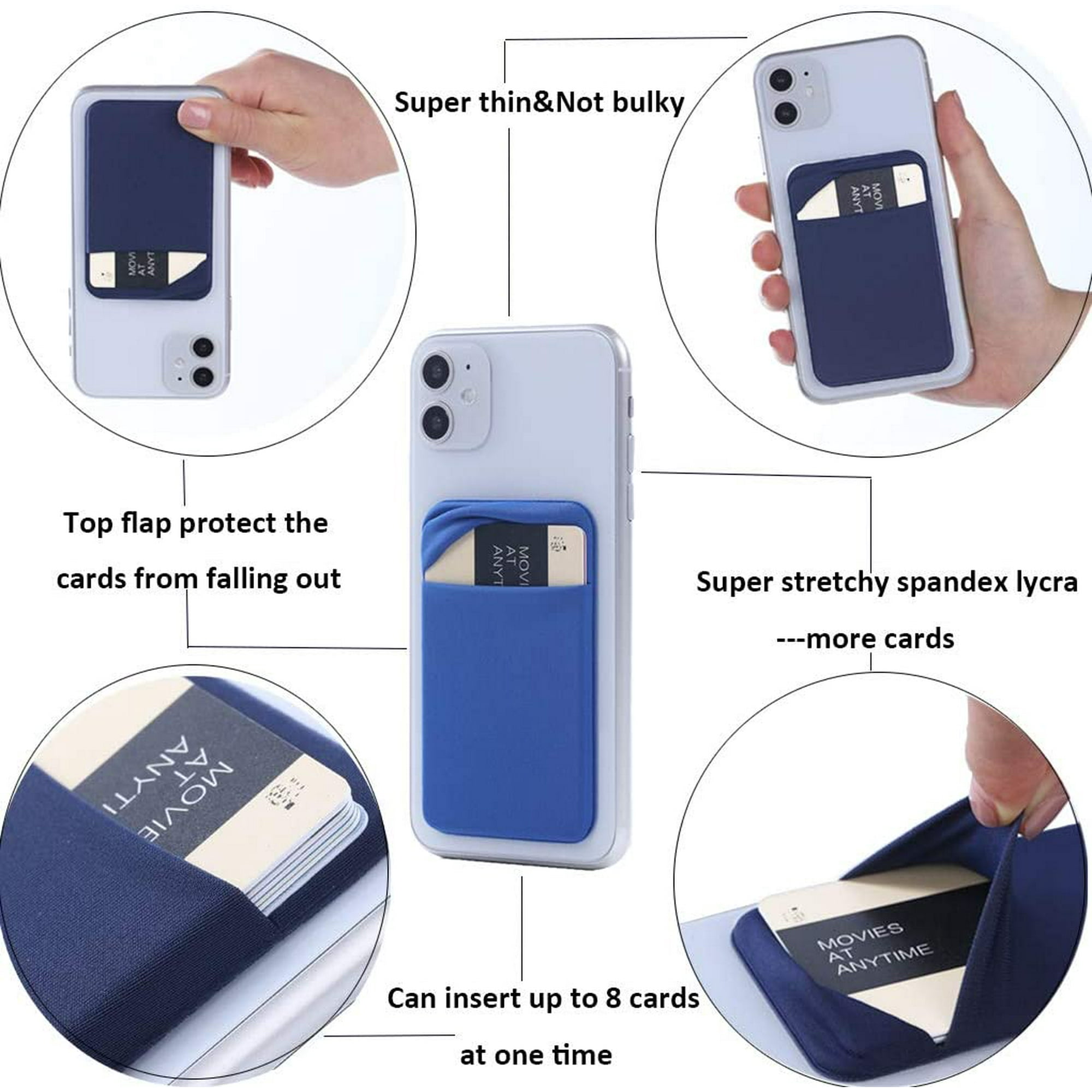 Pack Cell Phone Card Holder Pocket Sticker Stretch Lycra For