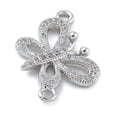 thumbnail image 2 of Rack Plating Brass Micro Pave Clear Cubic Zirconia Butterfly Connector Charms Long-Lasting Plated Cadmium Free & Lead Free Platinum 16x18.5x3mm Hole: 1.6mm, 2 of 3