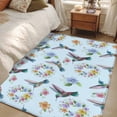 thumbnail image 4 of Blue Hummingbird Area Rugs 2.7'x5', Washable Small Throw Rugs for Kitchen Bedroom, Spring Watercolor Flowers Leaf Plant Indoor Outdoor Rug Non-Slip Low Pile Carpet Runner Reversible Floor Mats, 4 of 8