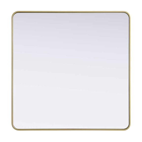 Elegant D?cor Contour Metal Square Mirror 42x42 in Brass