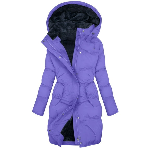 Long Puffer Jacket Womens - Thick Linend Winter Coats for Women Waterproof Warm Sherpa Parka Jackets