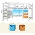thumbnail image 2 of Aunfebrco Twin Metal Loft Bed with LED Lights & Bookshelf & Reading Bench, Twin Size Low Loft Bed with 3 Drawers & 2 Movable Storage Bins & Guardrail & Stairs for Bedroom, White, 2 of 9