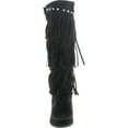 thumbnail image 4 of Nature Breeze Womens Bridget-02Hi Suede Fringe Studded Moccasin Knee High Wedge Boot, 4 of 4