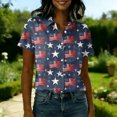 thumbnail image 3 of Iaqnaocc American Flag Shirt for Women Usa Patriotic American Flag Stars Tops America 250 Shirt Freedom Button Down Collared Shirt Lightweight Short Sleeve Tee Top Blue XXL, 3 of 4