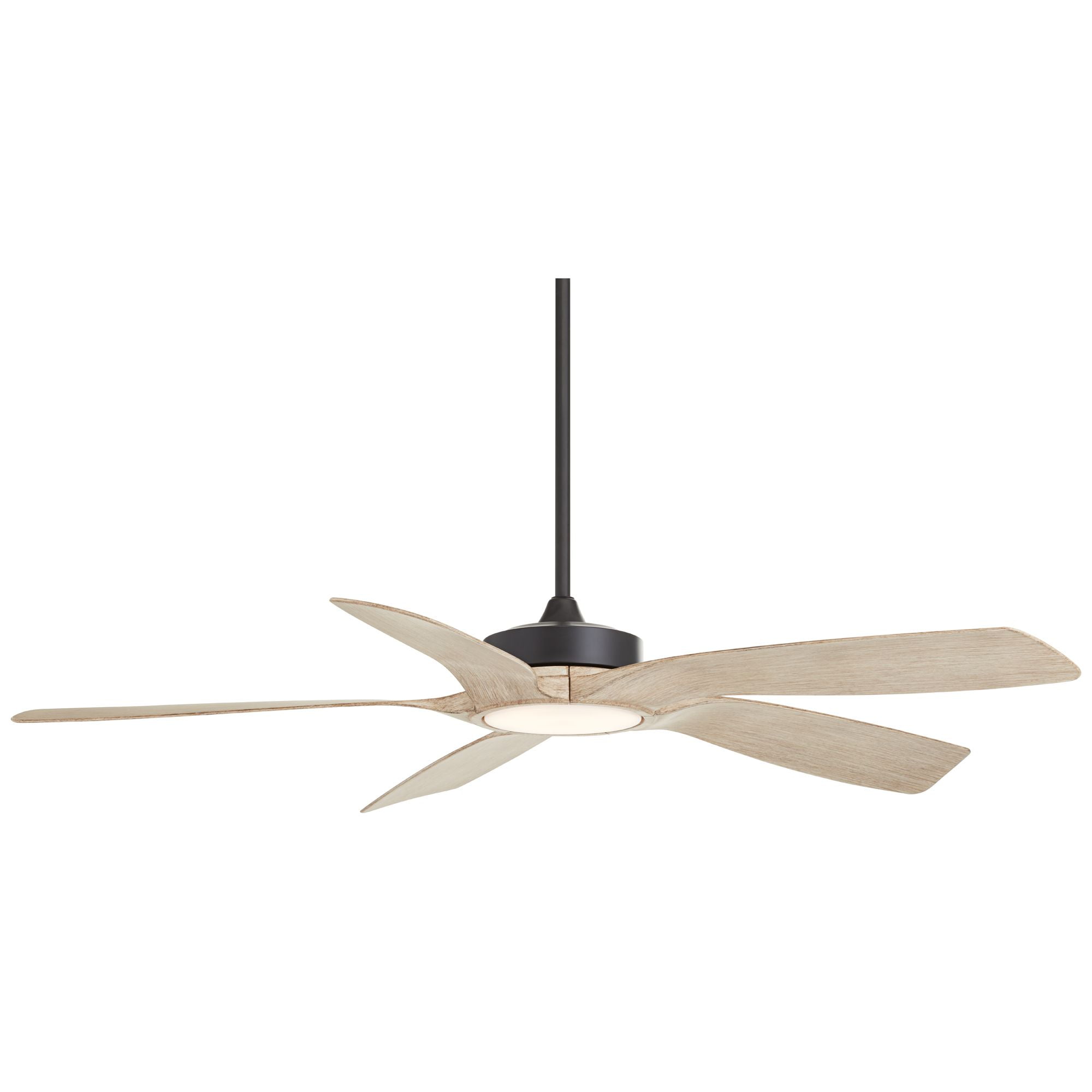 Casa Vieja 56" Mach 5 Indoor Outdoor Ceiling Fan 5 Blade LED Light Remote Control Matte Black Finish Distressed White Oak Blades Damp Rated