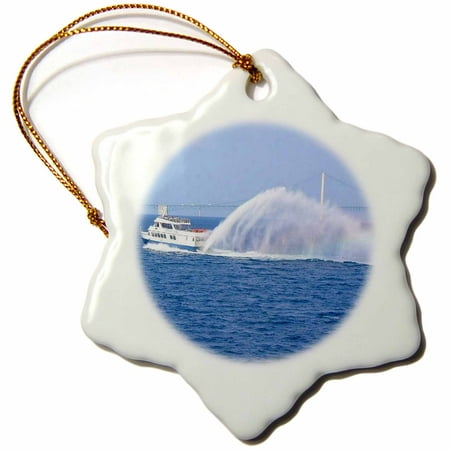 3dRose Ferry to Mackinac Island Michigan - Snowflake Ornament,