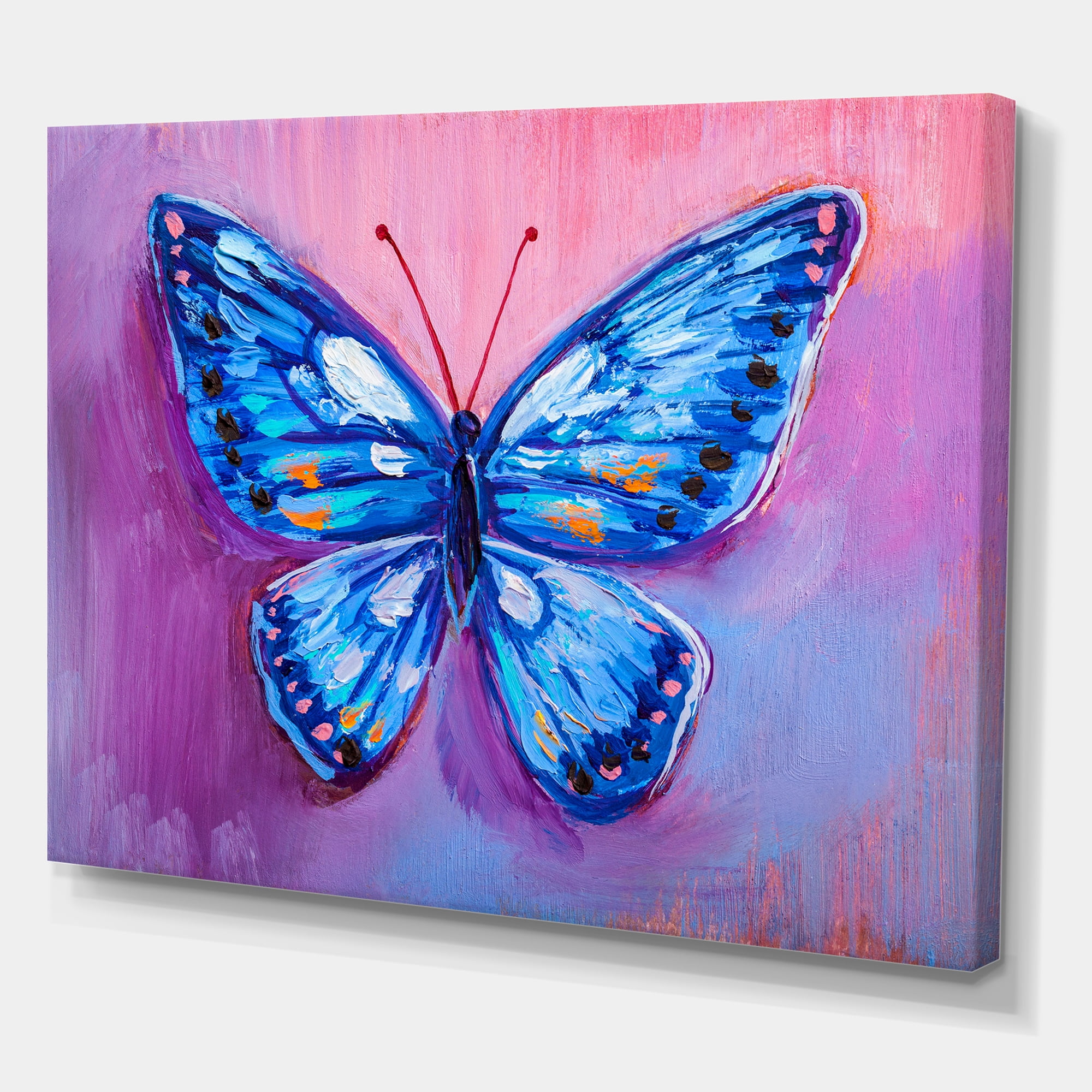 Designart ' Ancient Blue Butterfly I ' Modern Canvas Wall Art Print