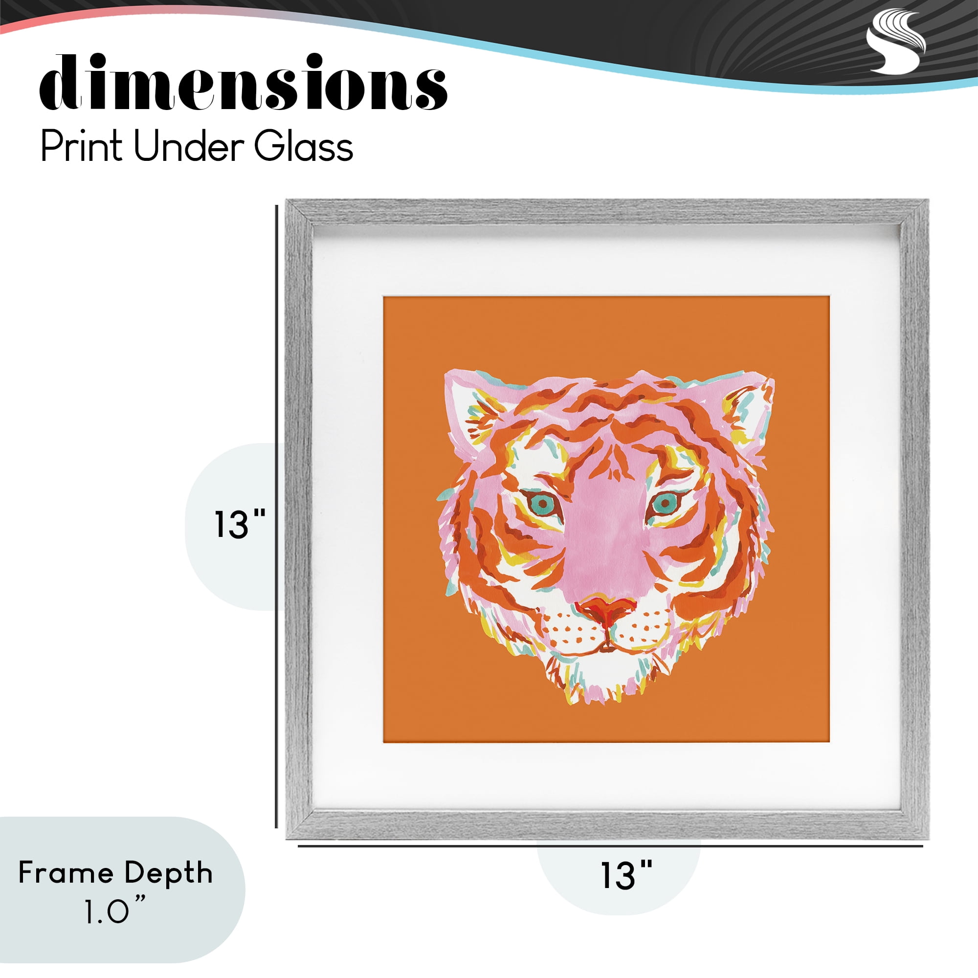 Stupell Industries Fun Bold Orange Tiger Gray Framed Print Under Glass, design by Karolina Sato