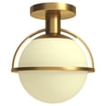 thumbnail image 6 of Evelyn&Zoe 9.25" Antique Brass Finish Metal/Glass Semi Flush Mount, 6 of 7