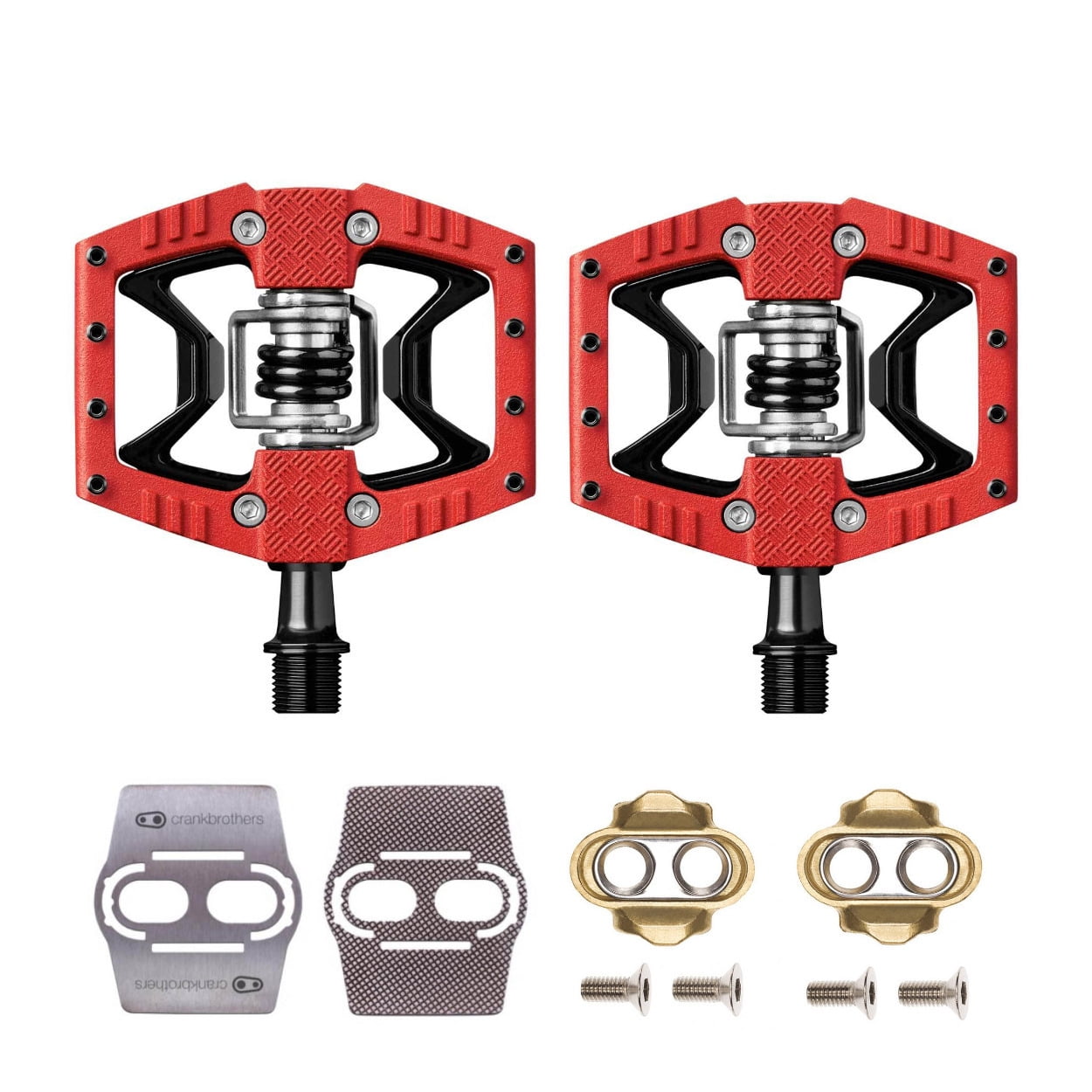 Crankbrothers Double Shot 3 Bike Pedals (Red/Black) with and Shoe Shields - Walmart.com