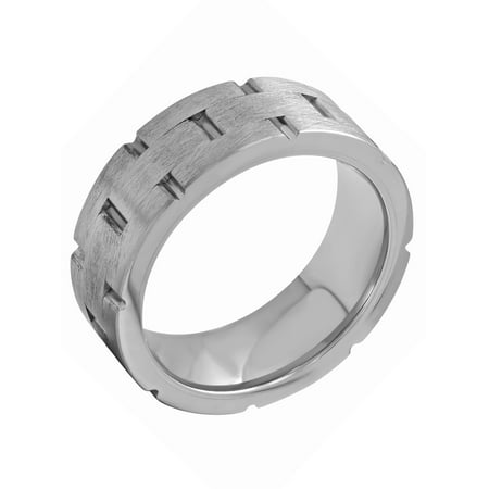 Men's Tungsten Brick Pattern Band, 8MM