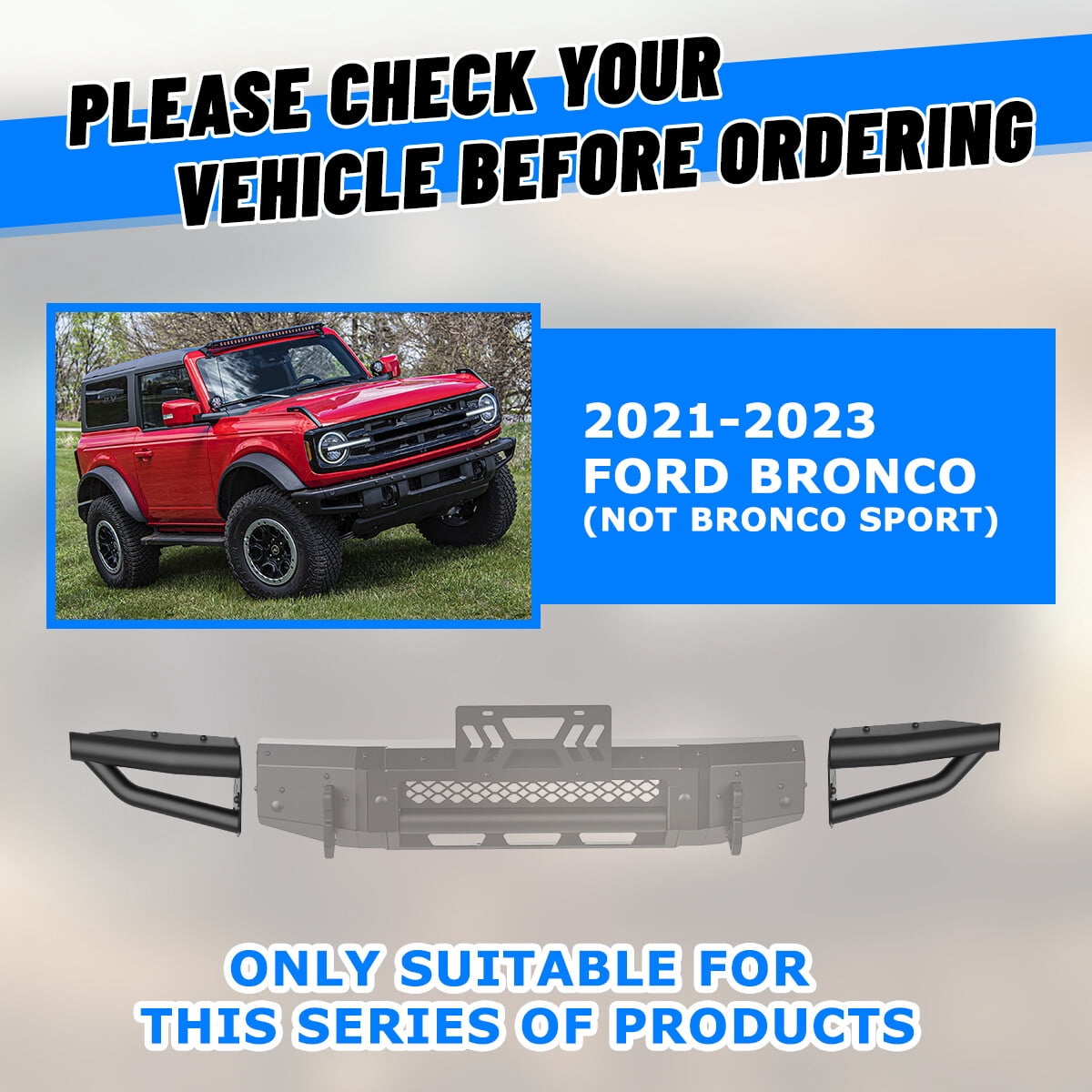 FIT For 2021-2025 2026 Ford Bronco Front Bumper Assembly Heavy Duty Textured Steel