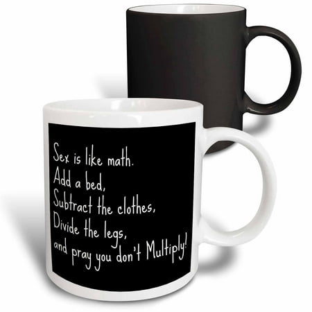 

3dRose Sex is like math white letters on a black background - Magic Transforming Mug 11-ounce