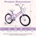 thumbnail image 3 of Costway Vélo pour Fille 18 Pouces avec Panier, Roues Stabilisatrices Amovibles, Selle Ajustable, Frein à Main, Frein Rétropédalage, Violet, 3 of 10