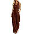 thumbnail image 3 of Sentmoon Summer Vacation Outfits for Women Sleeveless V Neck Rompers for Women Summer Solid Color Regular Fit Spring Jumpsuits for Women for Club and Bar S-2XL, 3 of 8