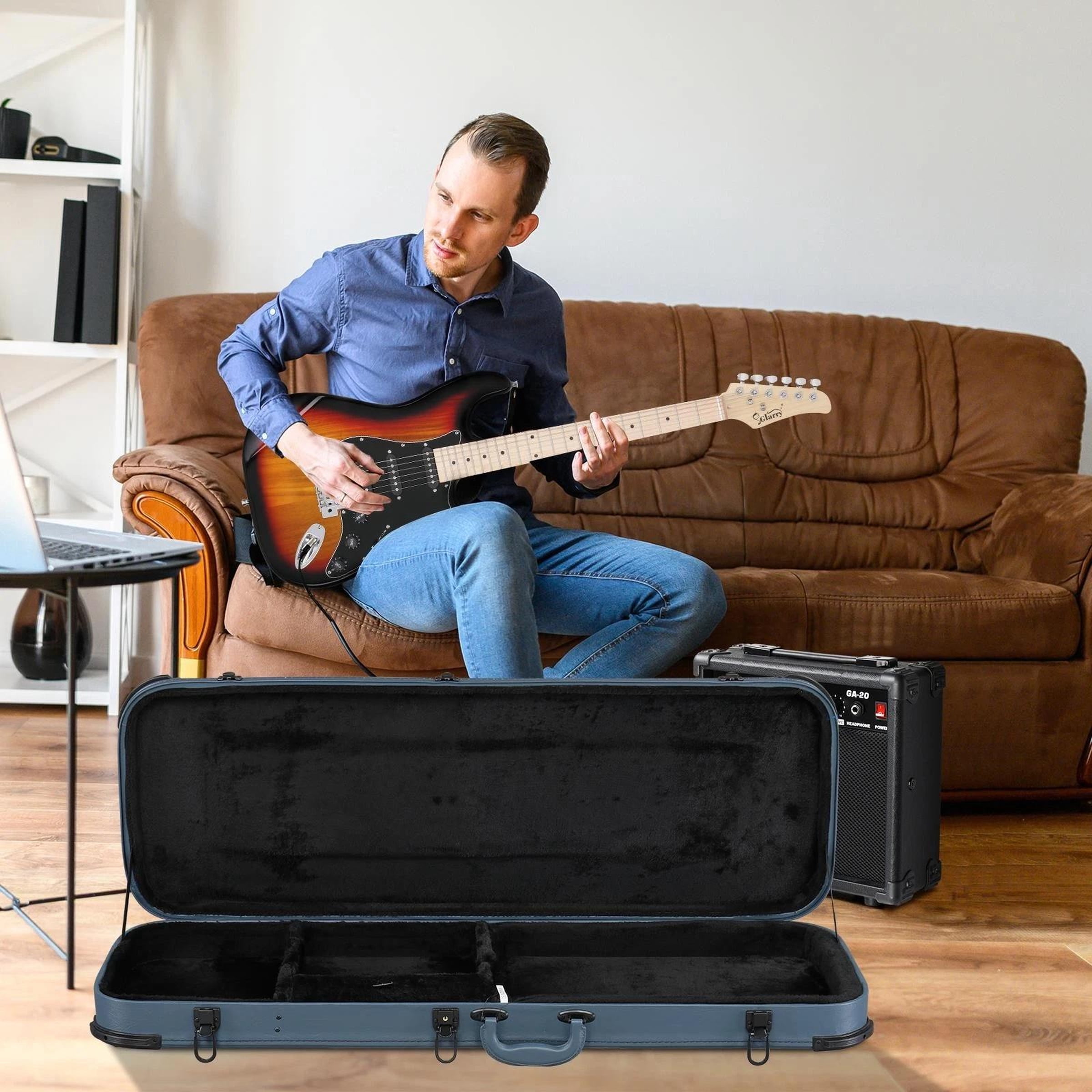 Ktaxon Cases Hard-Shell Wood Case for Standard Electric Guitars Telecaster &Lock