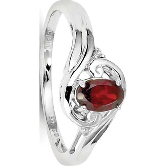 Sterling Silver Rhodium Plated Diamond & Garnet Ring (Size 6) Made In India qr4504ga-6