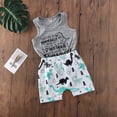 thumbnail image 3 of Gupgi 2Pcs Baby Summer Outfits, Letters Print Tank Top + Dinosaur Print Shorts, 3 of 6