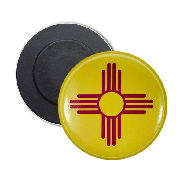 Round Magnet - State Flag New Mexico - USA | Refrigerator Locker Decor, Travel Souvenir Gift, Collectible Keepsake, Home Office Display