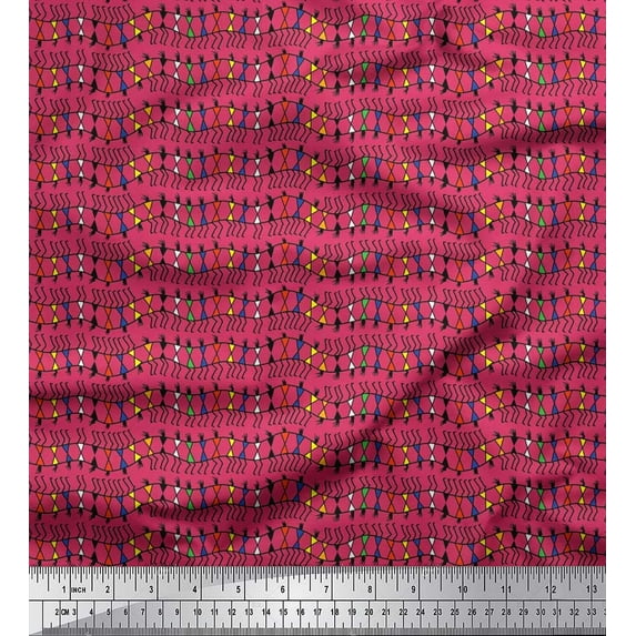 Soimoi Silk Fabric Warli Art African Print Fabric by Yard 42 Inch Wide