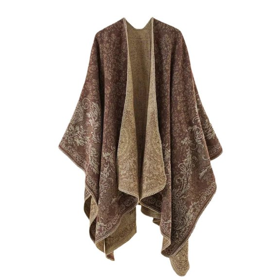 Nvzi-c Women's Shawl Wraps Open Front Poncho Cape Oversized Sweaters Casual Cardigan Shawls for Fall Winter，Court classic khaki