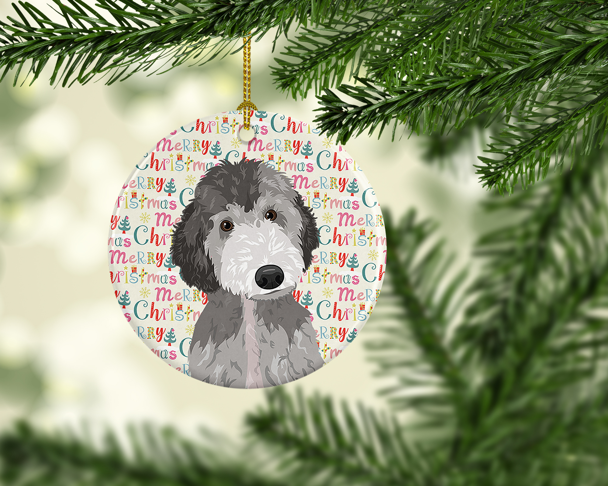 Doodle Silver #1 Christmas Ceramic Ornament 2.8 in x 2.8 in