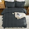 thumbnail image 5 of King Size Comforter,Dark Grey Boho Comforter Set King, Shabby Chic Bedding Set for Bed, 3 Pieces Soft Lightweight Farmhouse Comforter for All Season 104"×90", 5 of 16