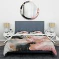 thumbnail image 3 of Designart "Marble Texture Pink and Gold II" Abstract Marble Bedding Covert Set - Modern Pink Abstract Bed Set With 2 Shams, 3 of 6