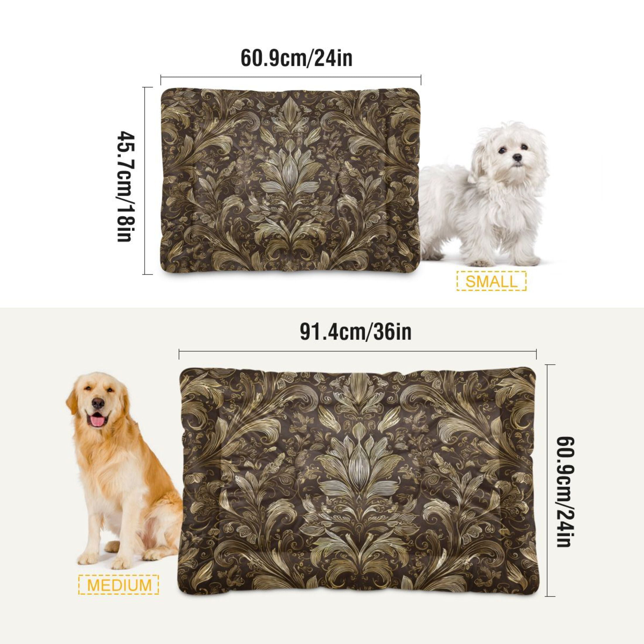 Cozy Mat Pet Bed Indoor Outdoor Warm Soft For Cat Dog Puppy(S/M) A Seamless Pattern with A Gold Foil