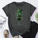 thumbnail image 2 of El Día de San Patricio Manga Corta Cuello Redondo Suéter Casual Top, Ligero 95% Poliéster 5% Blusa de Spandex para Vacaciones Y Uso Diario, Tops de Mujer Casual, 2 of 5