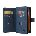 thumbnail image 3 of Zipper Wallet Case for Samsung Galaxy A73 5G, [15 Card Slots] [Zipper Pocket] Luxury PU Leather Flip Folio Cover with [Magnetic] [Wrist Hand Strap] [Kickstand] Skin-Feeling Shockproof Case,Blue, 3 of 10