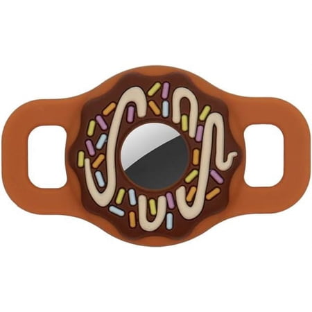 1/2 inch Pet Collar Holder Doughnut Shape Compatible for Airtag,Protective Cases Covers Dog Cat Collar Holder Silicone Waterproof (Small, Brown)