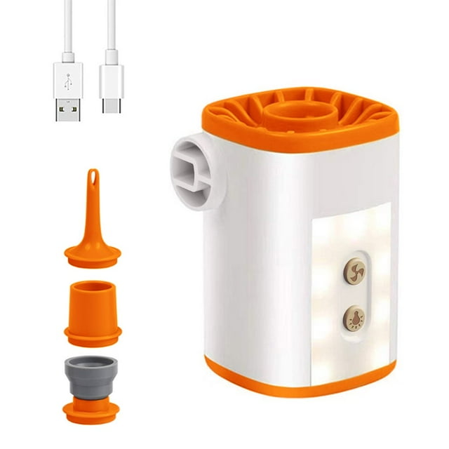 Portable Wireless Electric Air Pump with 3600mAh USB Rechargeable Air Pump Quick Fill Inflator Deflator with 4 Nozzles for Inflatables Pad Swimming Ring Bags