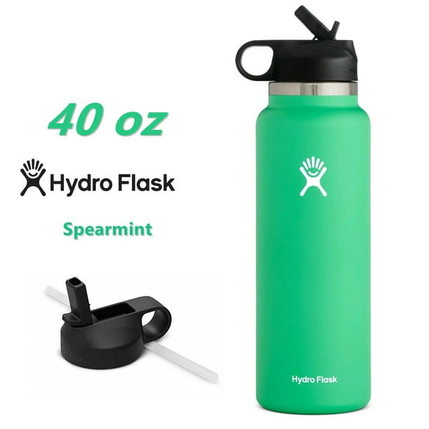 Hydro Flask 40oz Wide Mouth Water Bottle w/ Straw Lid 2.0 Stainless Steel &  Vacuum Insulated, Spearmint