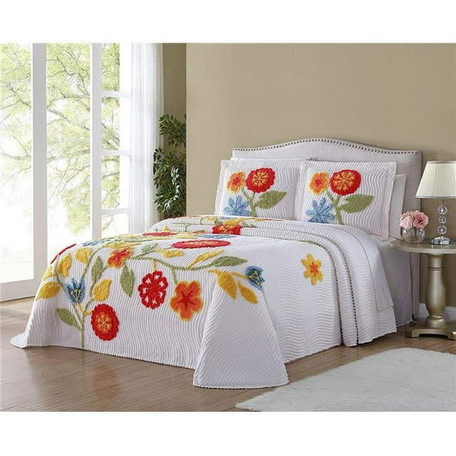Ellison First Asia 20701803BSP-MUL Flower Garden Chenille Bedspread - Queen Size