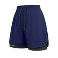 thumbnail image 3 of Men Solid Color Casual Shorts Workout Gym 2-in-1 Pants Drawstring Double Layer Exercise Pants, 3 of 7