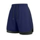 thumbnail image 4 of pstuiky Pantalones cortos deportivos, Pantalones cortos deportivos holgados de tres cuartos con cordón de doble capa para hombre, de color liso, informales, a la moda, 4 of 8
