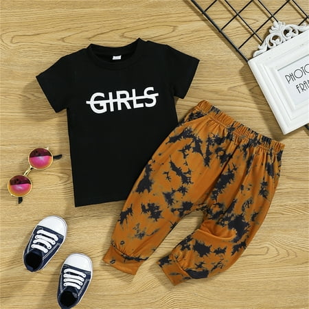 

Hunpta Newborn Infants Baby Boys Clothes Letter Short Sleeve T Shirt Tops Tie Dye Pants Summer Outfits Set