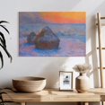 thumbnail image 3 of Elephant Stock Stacks Of Wheat Sunset Snow Effect 1890-1891 Wall Art - Horizontal Canvas Wall Art - Living Room Wall Decor - Abstract Canvas - Gray And Blue Decor By Claude Monet - 24" x 16", 3 of 8